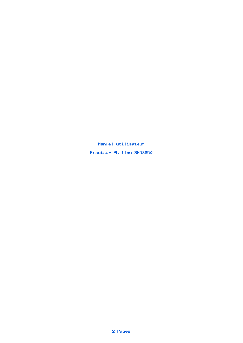 Page 1 de la notice Manuel utilisateur Philips SHD8850
