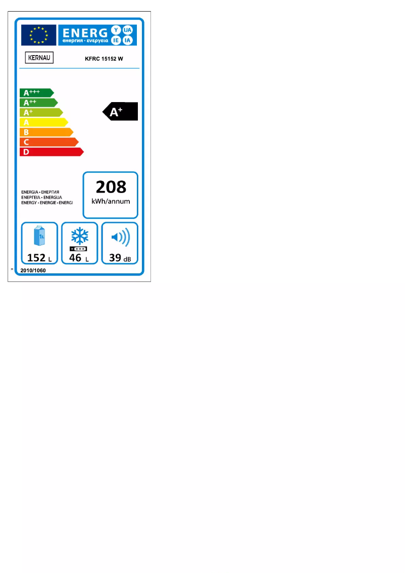 Página 1 del manual Etiqueta energética Kernau KFRC 15152 W