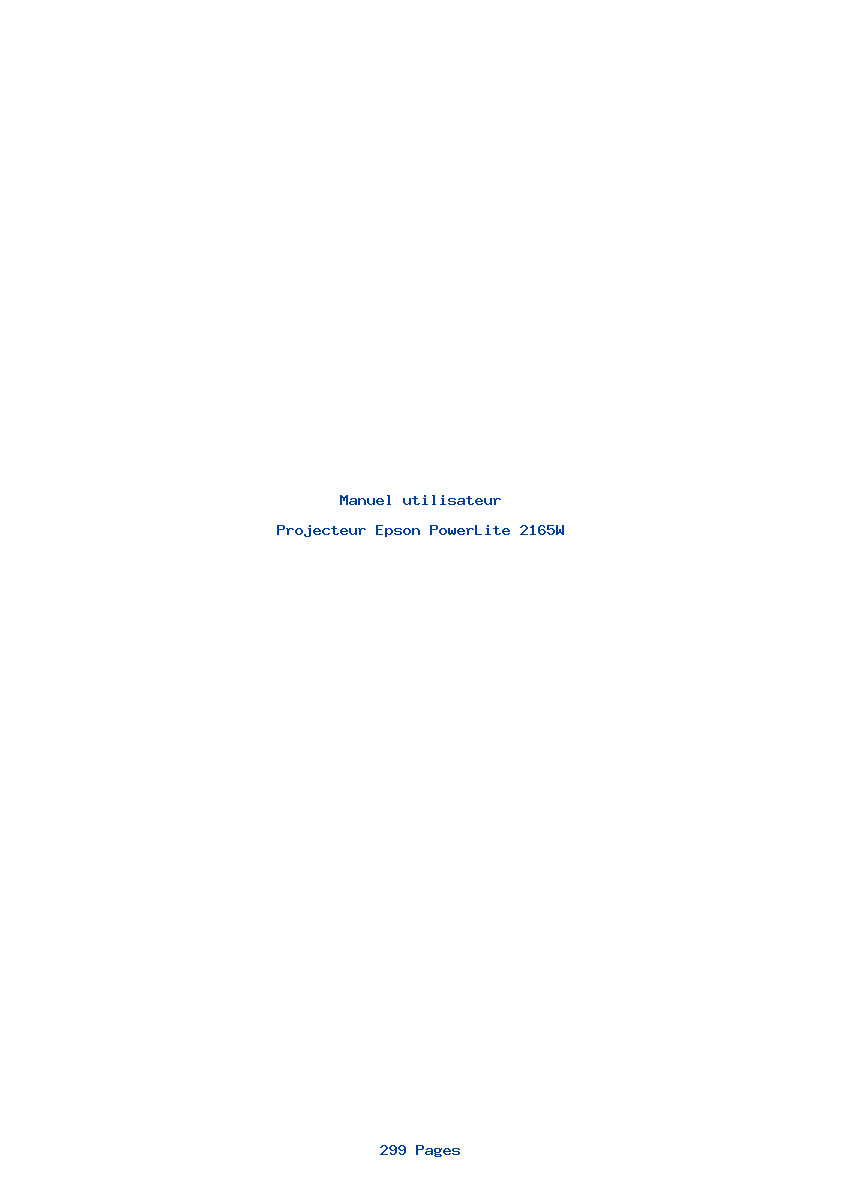 Page 1 de la notice Manuel utilisateur Epson PowerLite 2165W