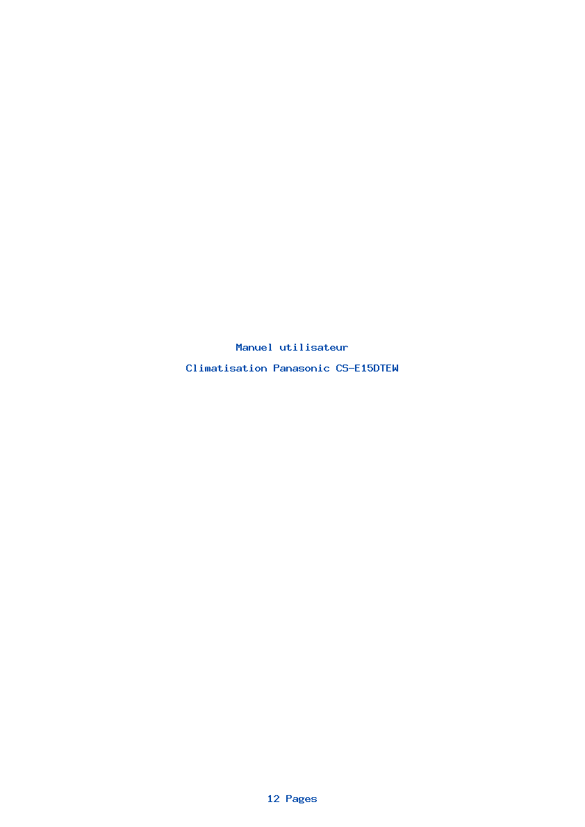 Page 1 de la notice Manuel utilisateur Panasonic CS-E15DTEW