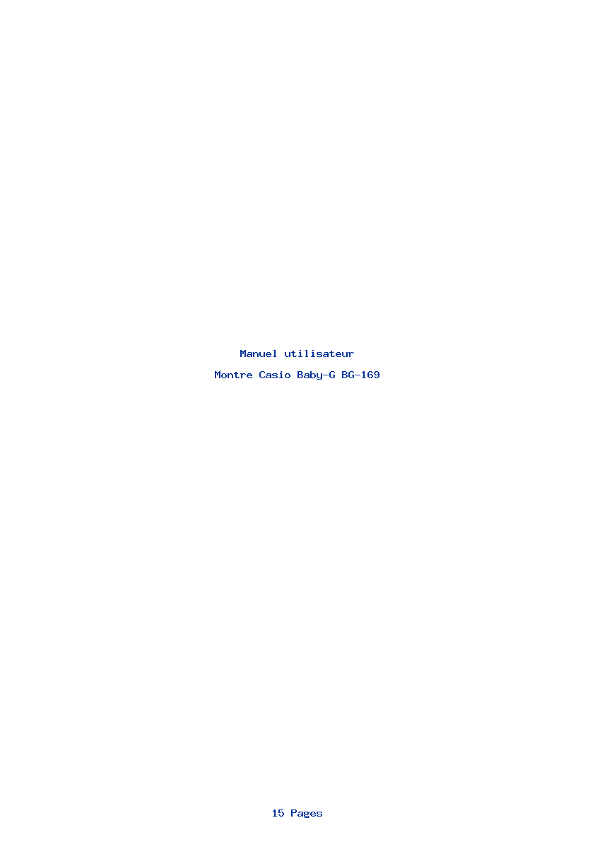 Page 1 de la notice Manuel utilisateur Casio Baby-G BG-169