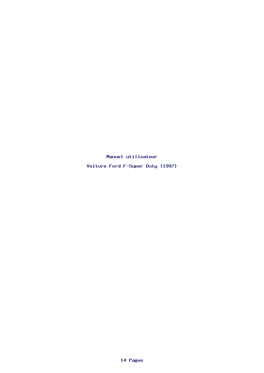 Page 1 de la notice Manuel utilisateur Ford F-Super Duty (1997)