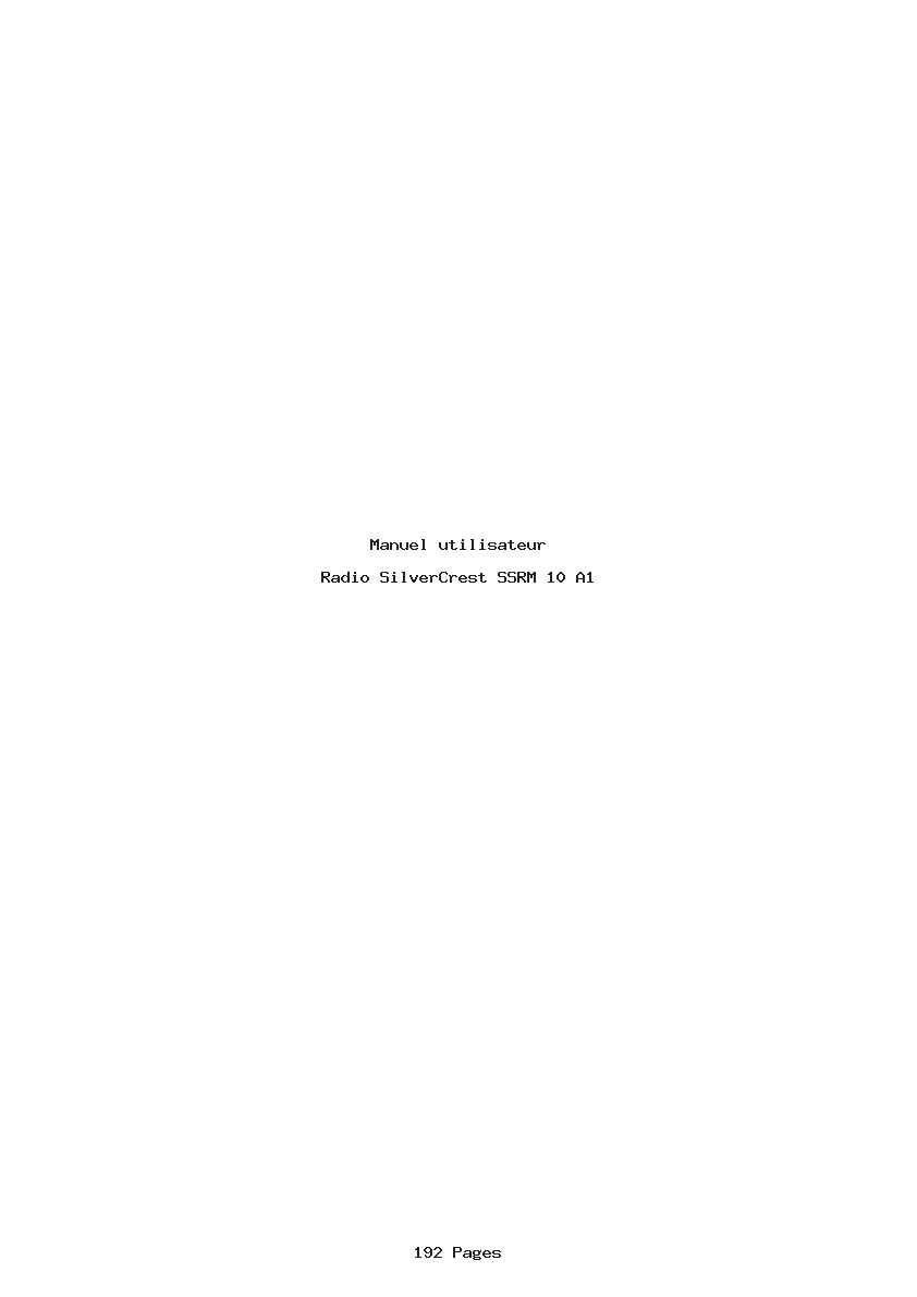 Page 1 de la notice Manuel utilisateur SilverCrest SSRM 10 A1