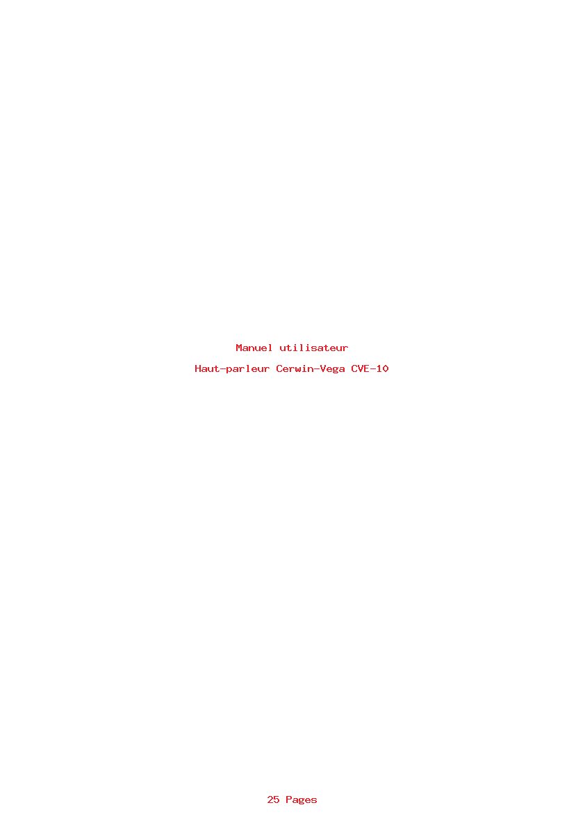 Page 1 de la notice Manuel utilisateur Cerwin-Vega CVE-10