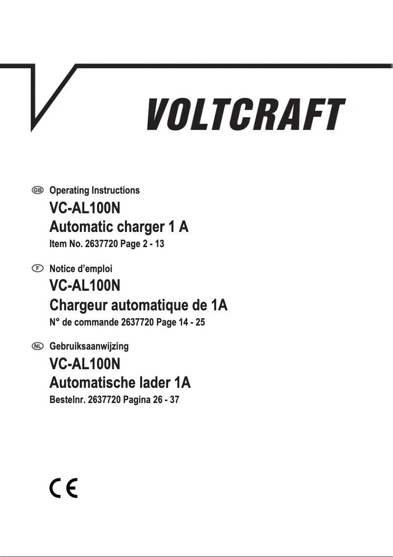 Page 1 de la notice Manuel utilisateur Voltcraft VC-AL100N
