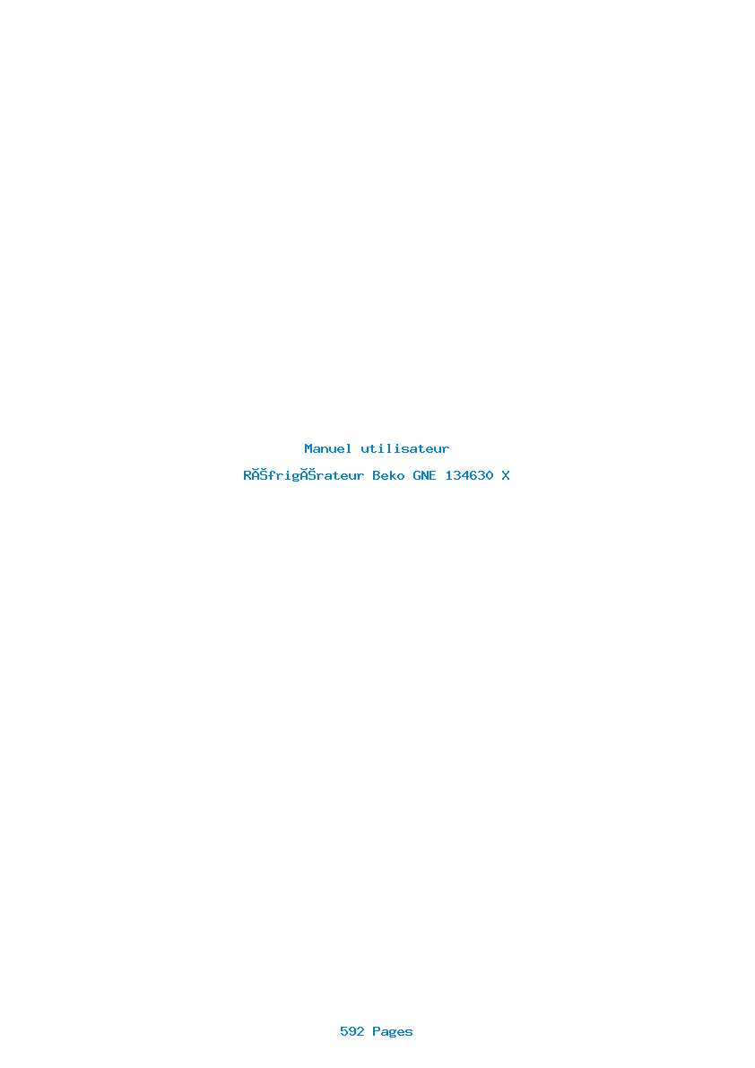 Page 1 de la notice Manuel utilisateur Beko GNE 134630 X