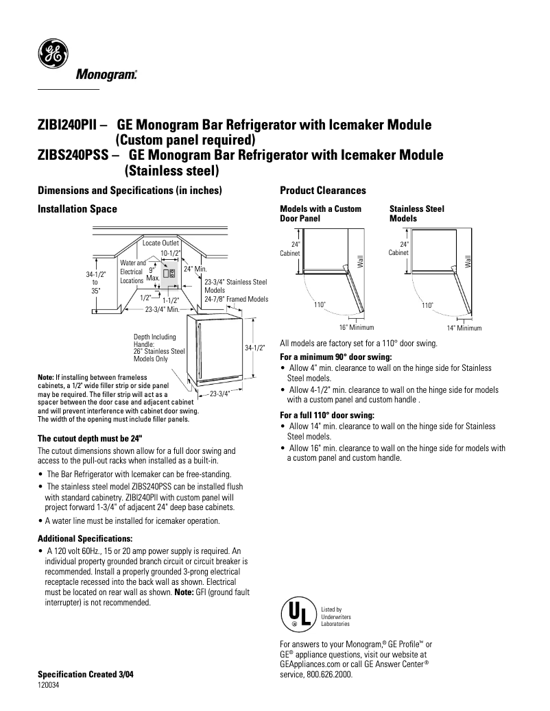 Image de la première page du manuel de l'appareil ZIBS240PSS