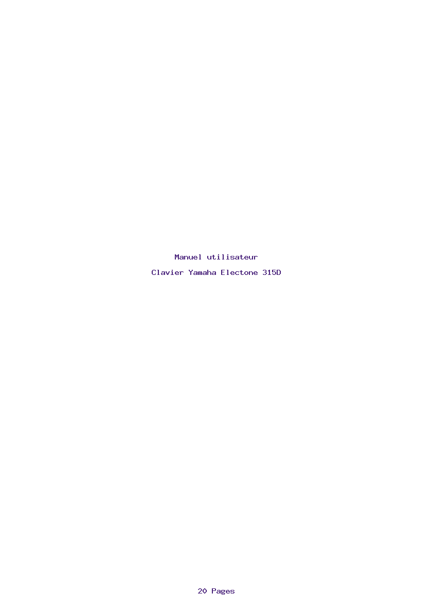 Page 1 de la notice Manuel utilisateur Yamaha Electone 315D