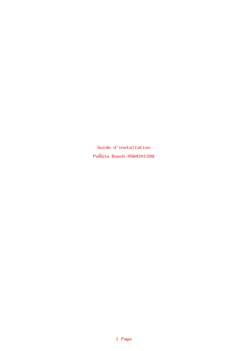 Page 1 de la notice Guide d'installation Bosch HSA420120Q