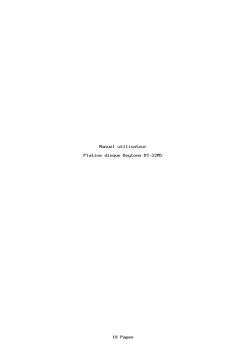 Page 1 de la notice Manuel utilisateur Boytone BT-22MS
