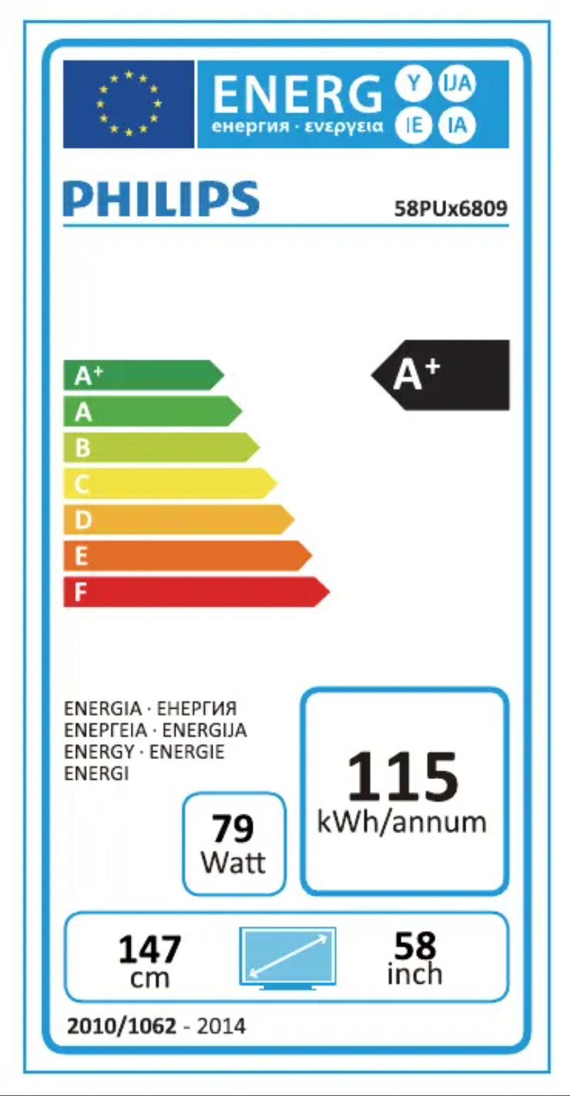 Page n°1 - Label énergétique Philips 58PUS6809