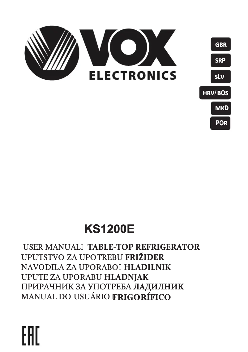 Page 1 de la notice Manuel utilisateur VOX KS1200E