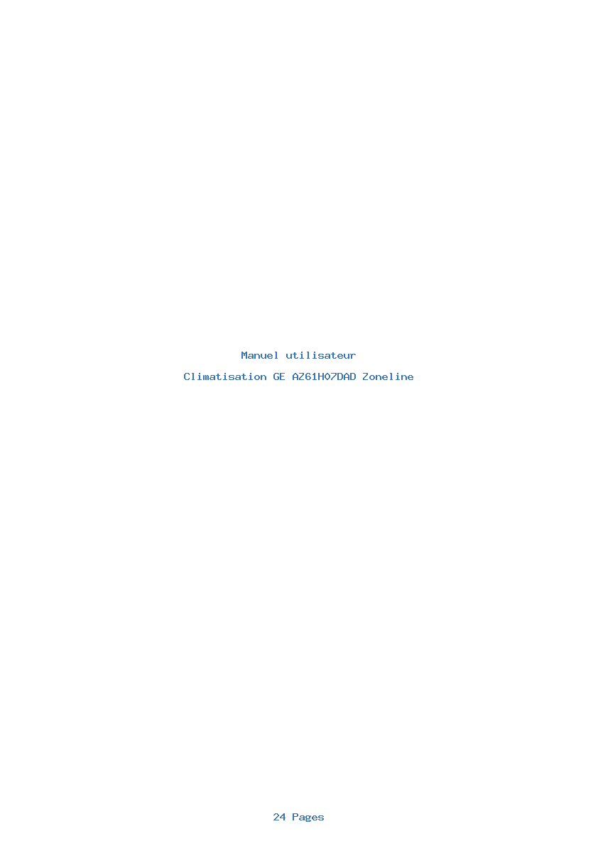 Page 1 de la notice Manuel utilisateur GE AZ61H07DAD Zoneline