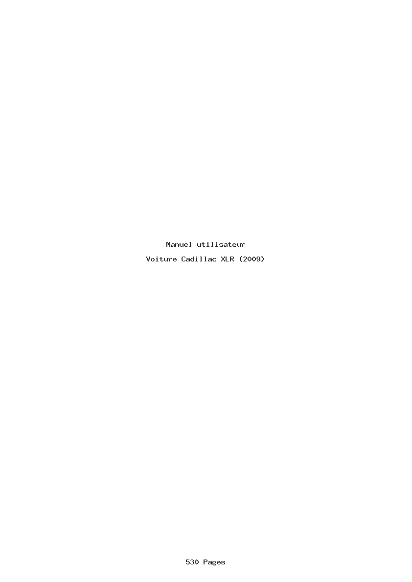 Page 1 de la notice Manuel utilisateur Cadillac XLR (2009)