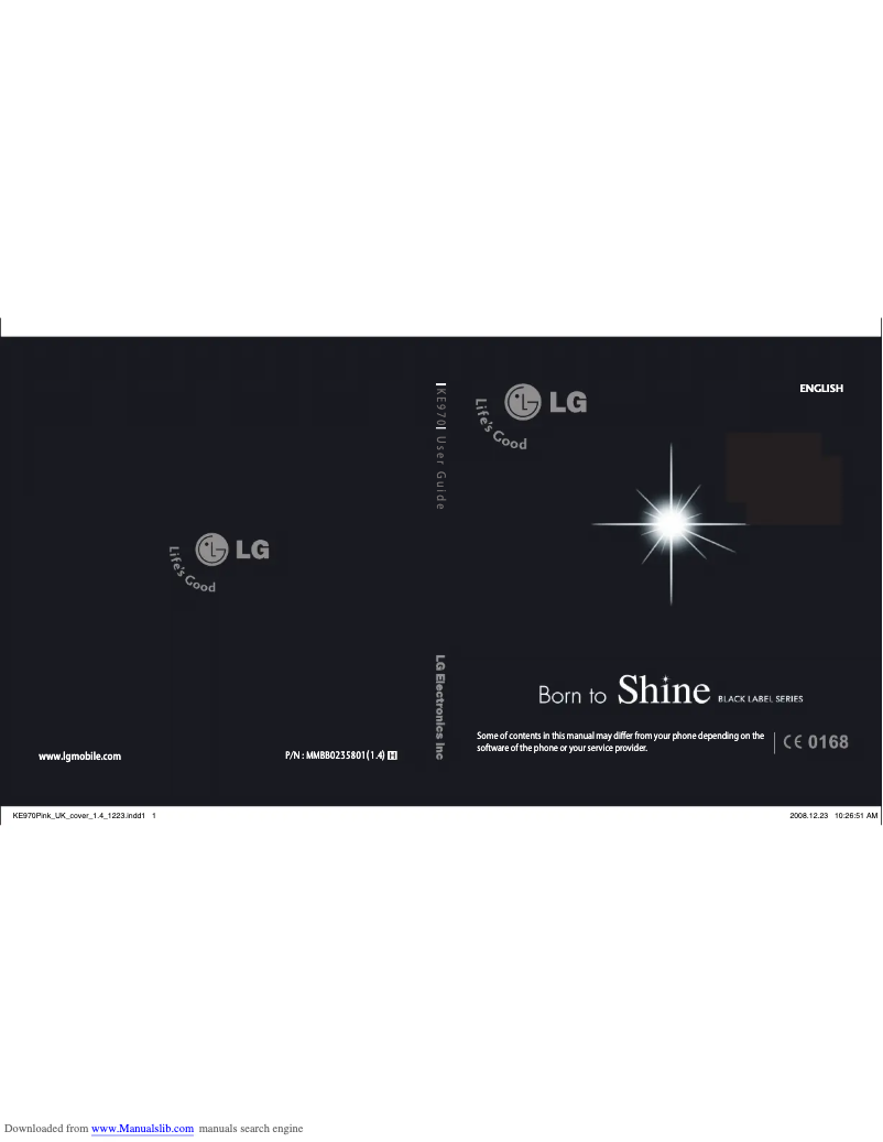 Page 1 de la notice Manuel utilisateur LG Shine ME970d