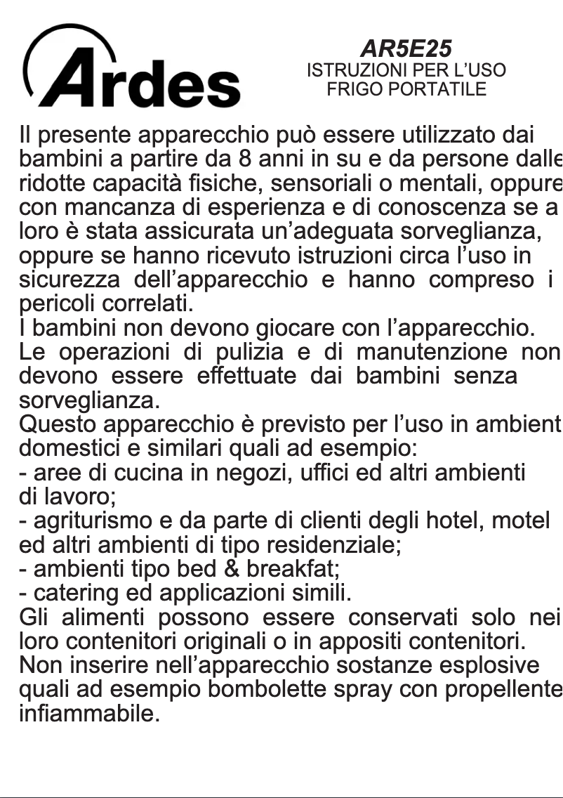 Page 1 de la notice Manuel utilisateur Ardes AR5E25