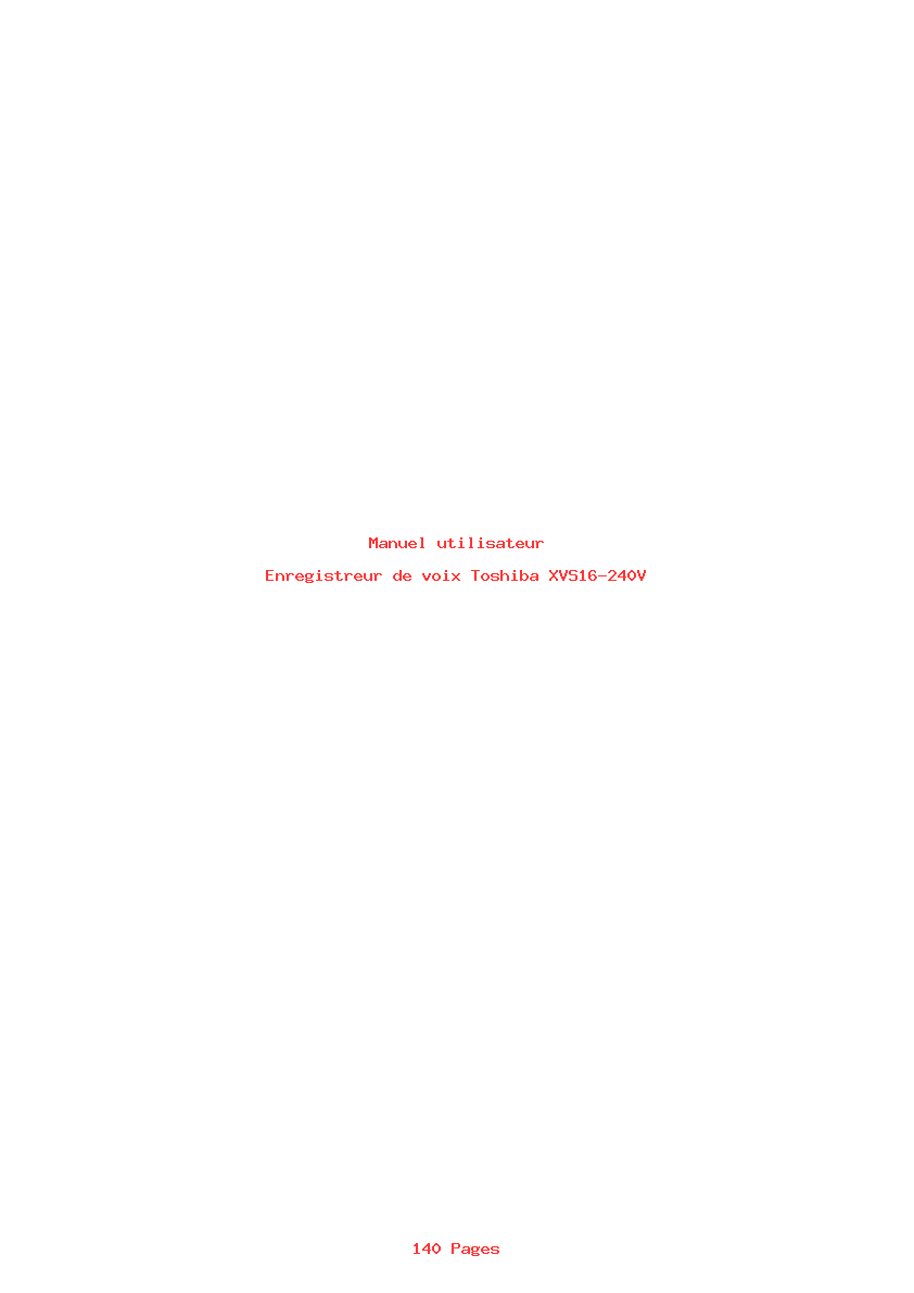 Page 1 de la notice Manuel utilisateur Toshiba XVS16-240V