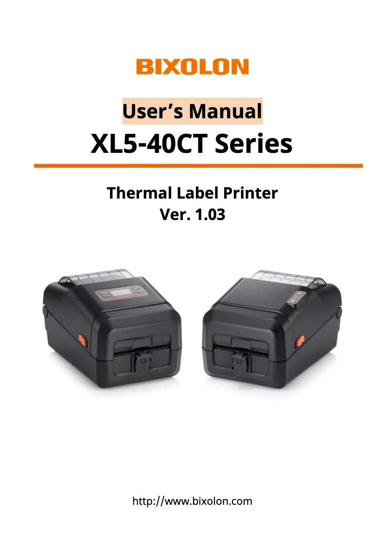 Page 1 of the manual User Manual Bixolon XL5-40CT