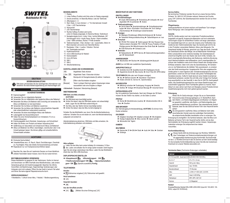 Page 1 de la notice Manuel utilisateur Switel M11D