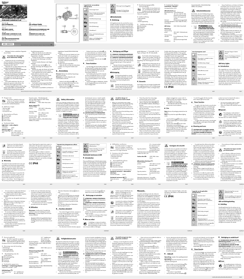 Page 1 de la notice Manuel utilisateur Melinera IAN 288595