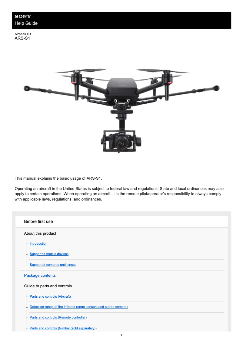 Page n°1 - Manuel utilisateur Sony Airpeak S1