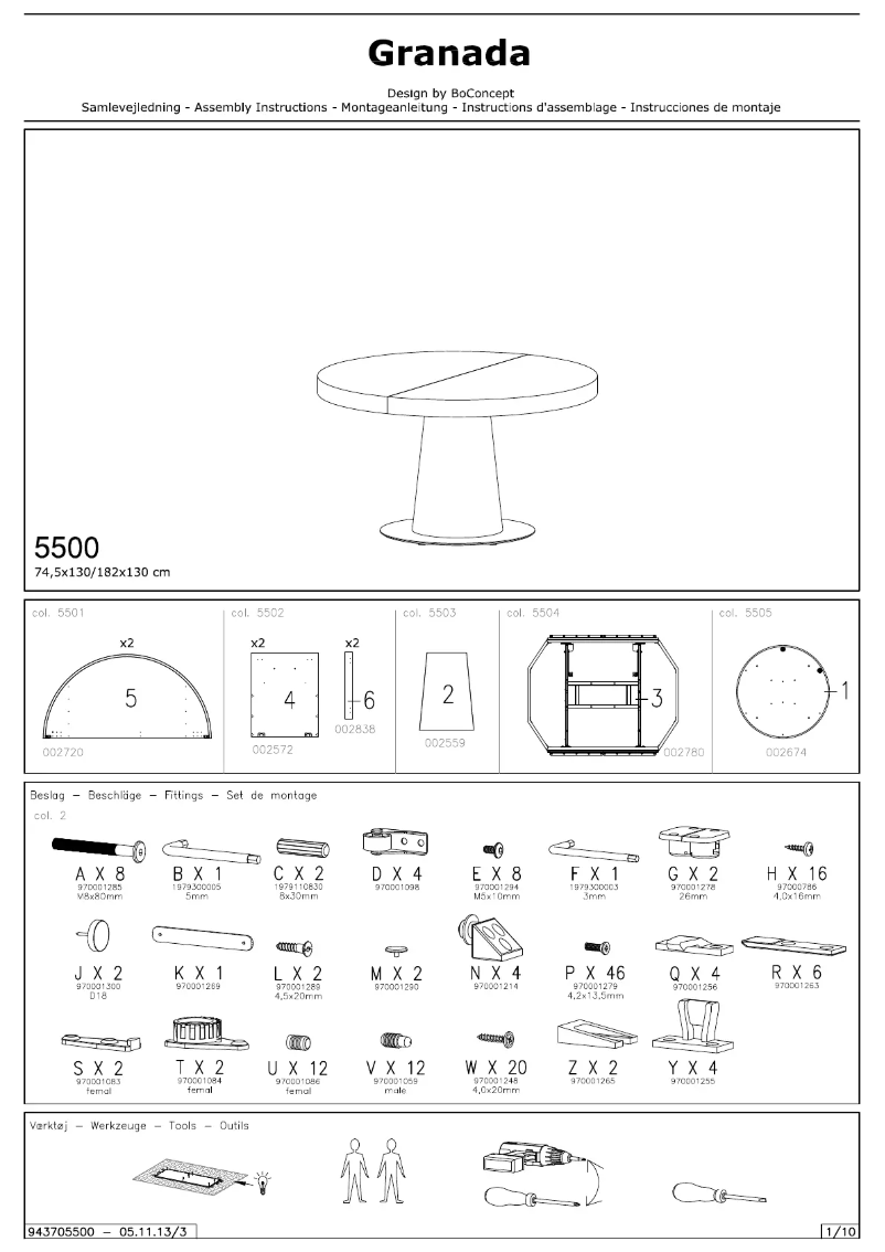 Page 1 de la notice Manuel utilisateur BoConcept Granada