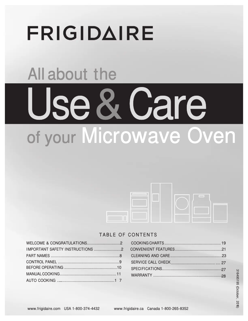 Página 1 del manual Manual de instrucciones Frigidaire FFMV1745TW