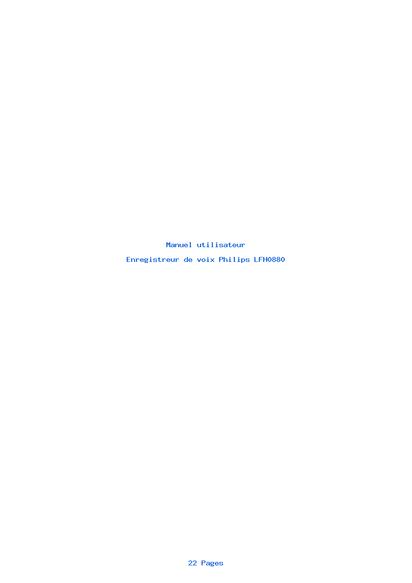 Page 1 de la notice Manuel utilisateur Philips LFH0880
