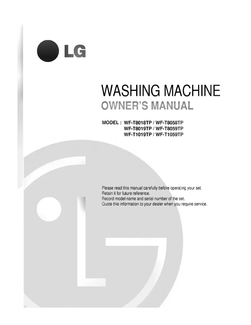 Page 1 de la notice Manuel utilisateur LG WF-T8018TP