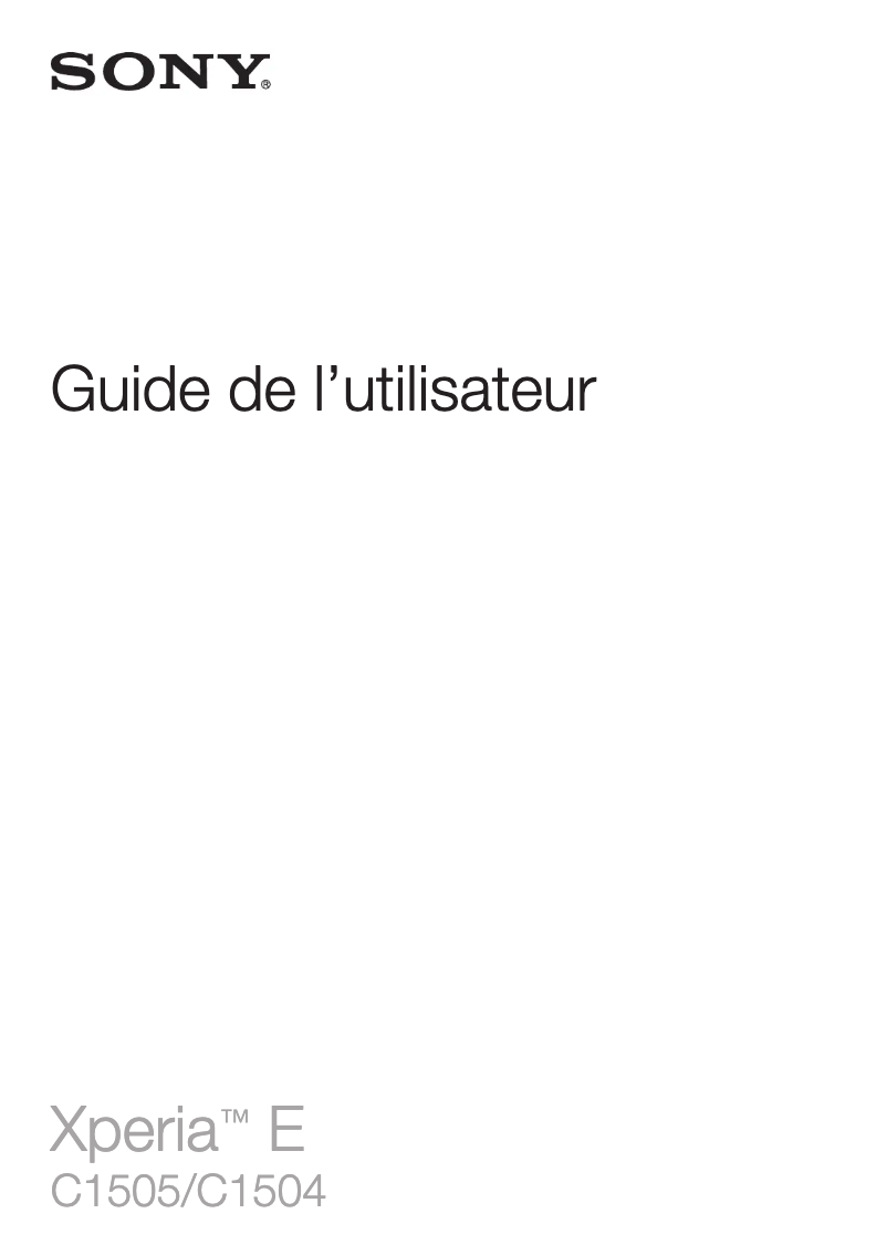 Image de la première page du manuel de l'appareil Xperia E