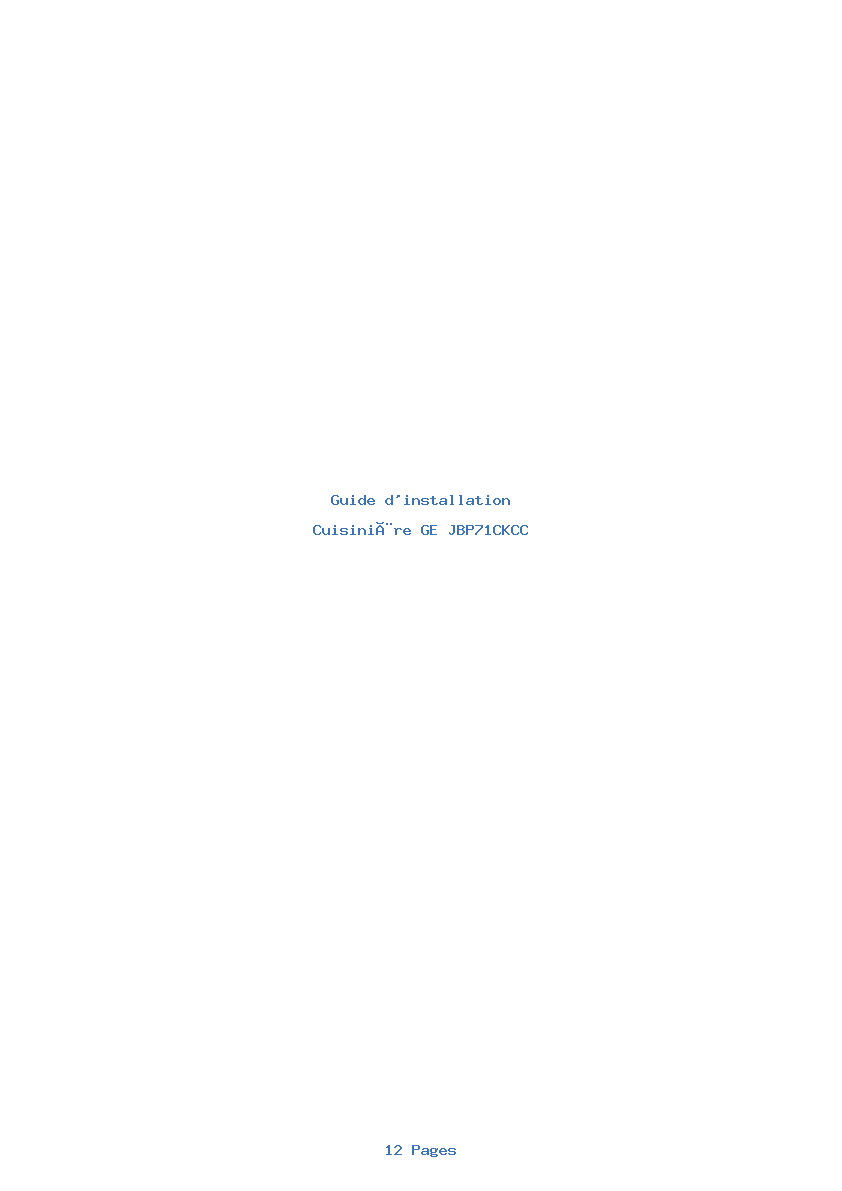 Page 1 de la notice Guide d'installation GE JBP71CKCC