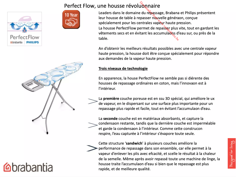 Page 1 de la notice Manuel utilisateur Brabantia PerfectFlow Cover B