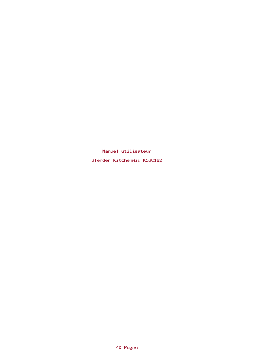 Page 1 de la notice Manuel utilisateur KitchenAid KSBC1B2