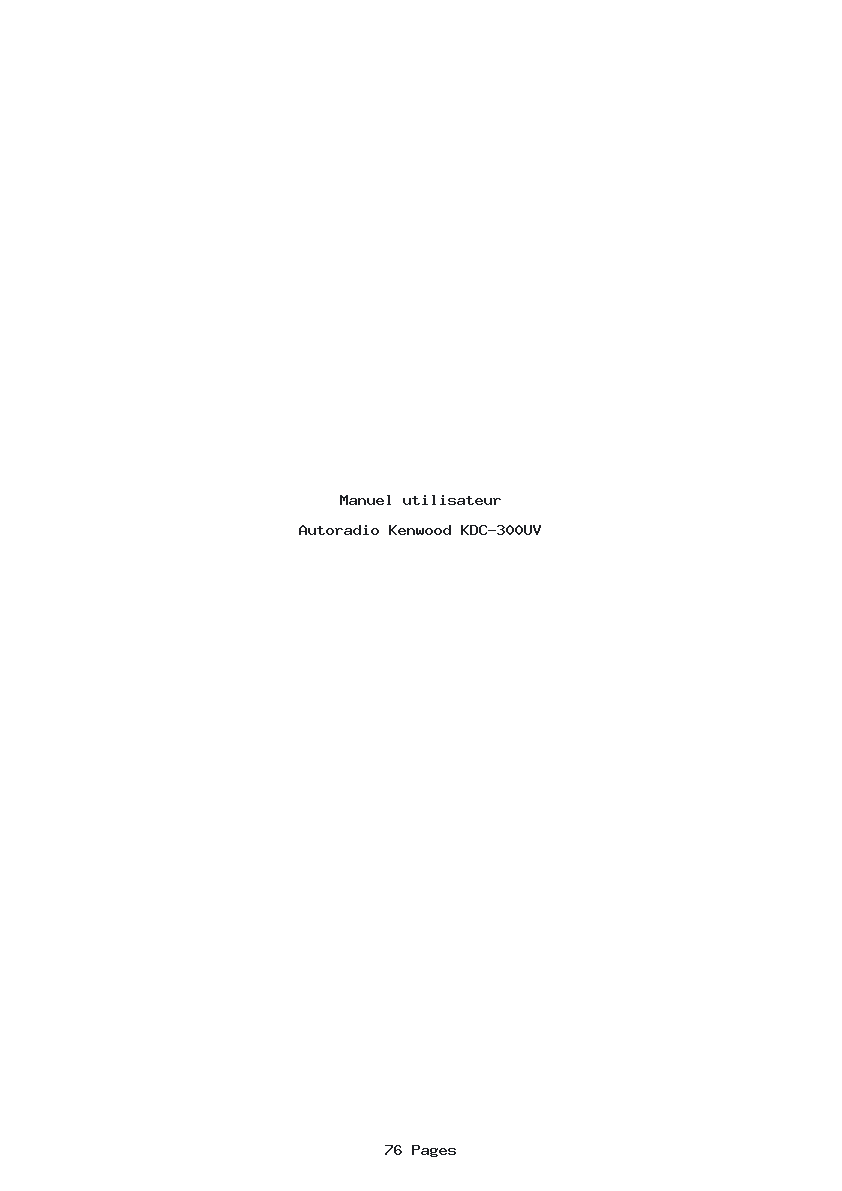 Page 1 de la notice Manuel utilisateur Kenwood KDC-300UV