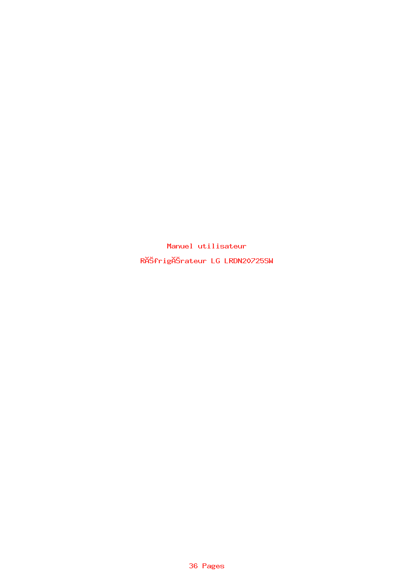 Page 1 de la notice Manuel utilisateur LG LRDN20725SW