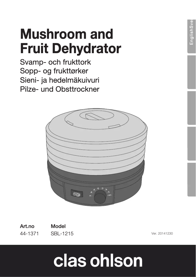Page 1 de la notice Manuel utilisateur Clas Ohlson SBL-1215