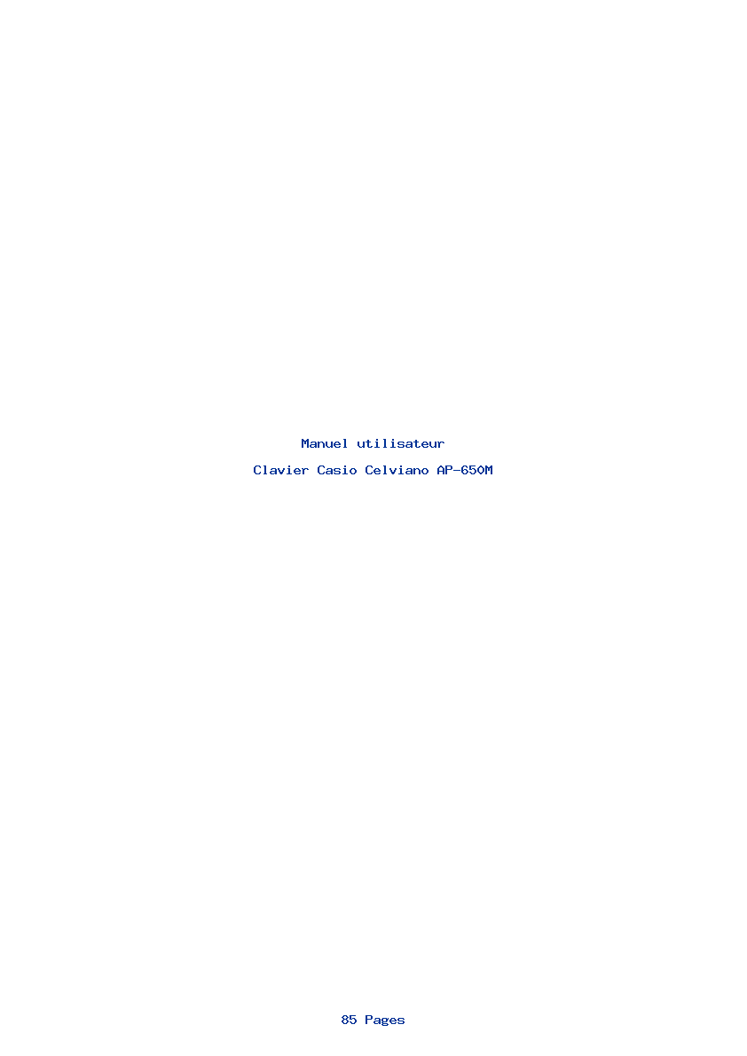 Page 1 de la notice Manuel utilisateur Casio Celviano AP-650M