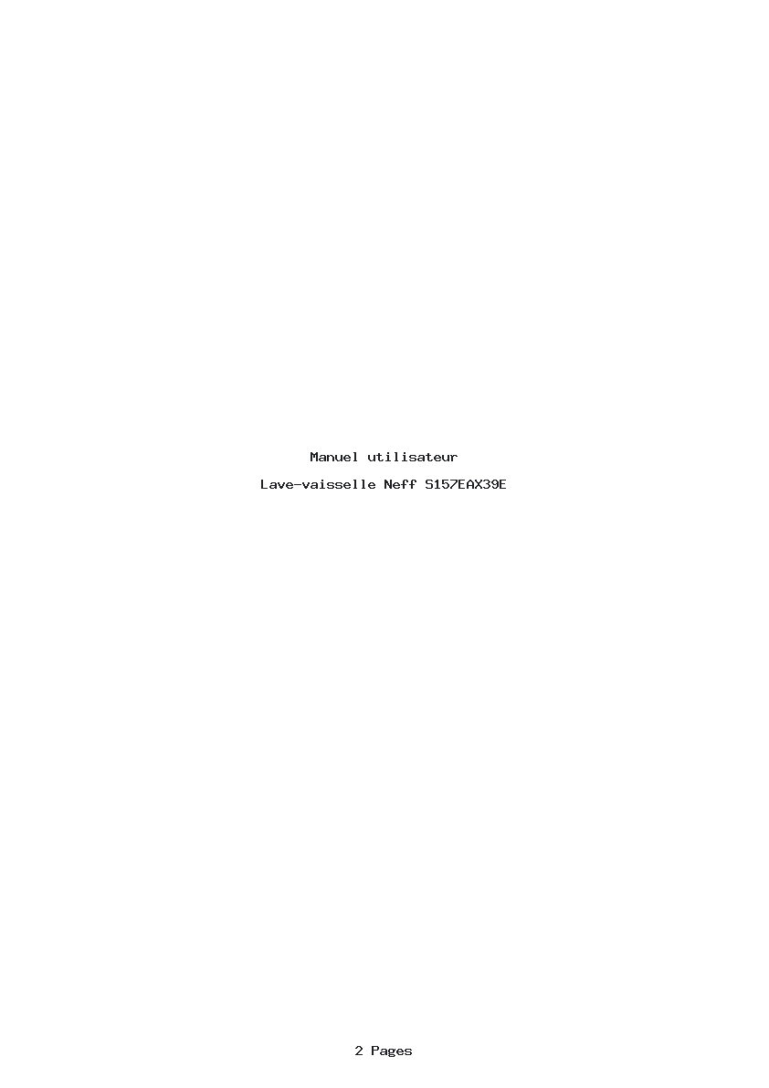 Page 1 de la notice Manuel utilisateur Neff S157EAX39E
