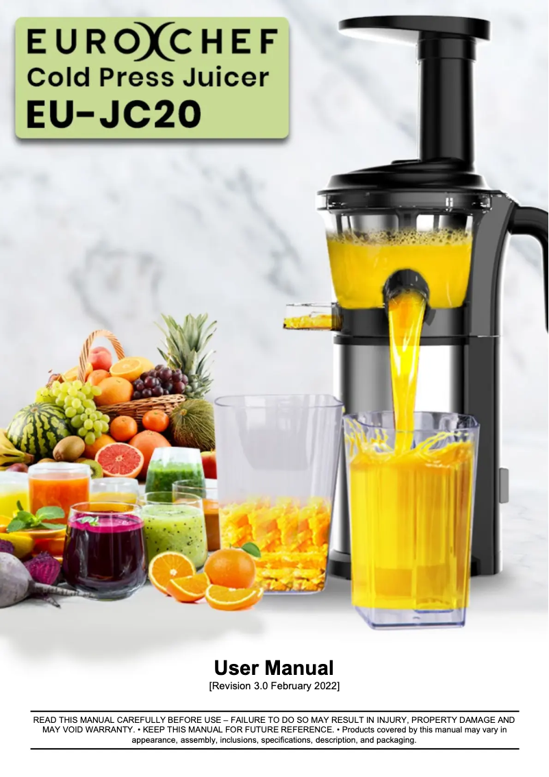 Page 1 de la notice Manuel utilisateur Eurochef EU-JC20