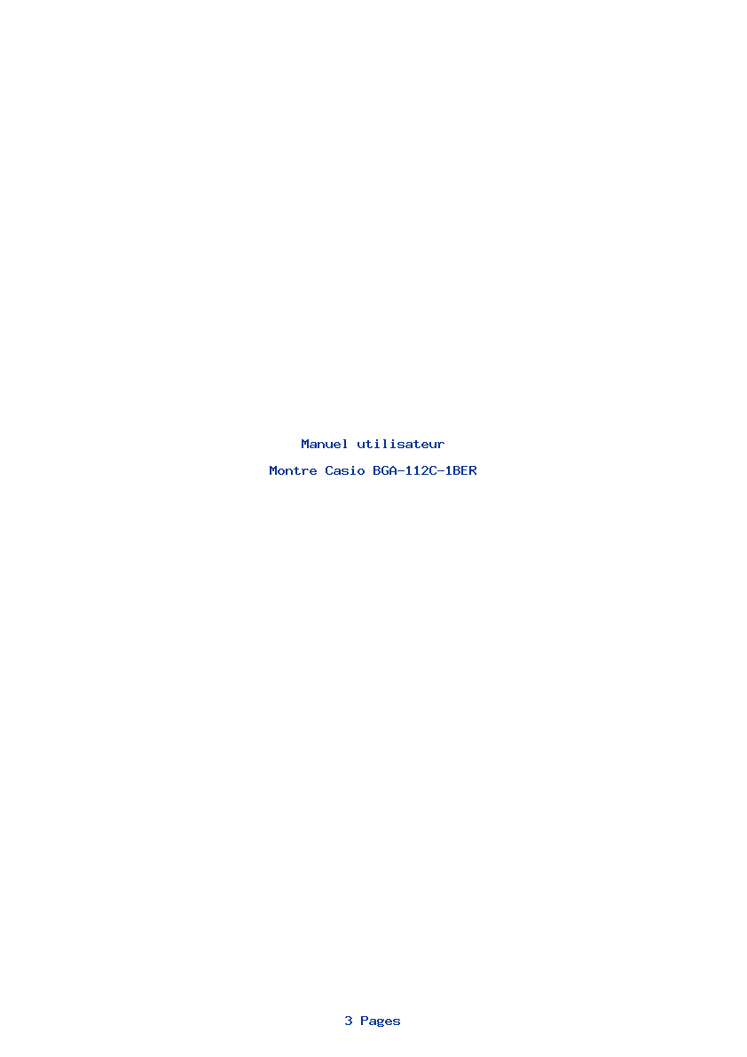 Page 1 de la notice Manuel utilisateur Casio BGA-112C-1BER