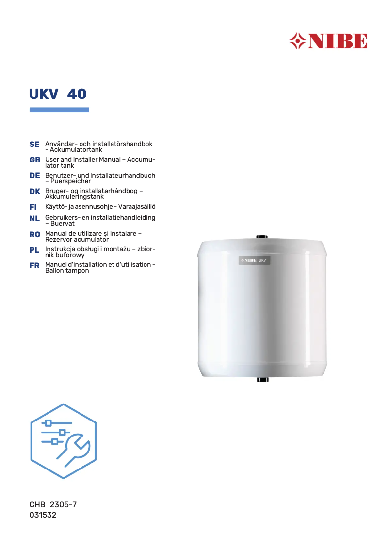 Page 1 de la notice Manuel utilisateur Nibe UKV 1000