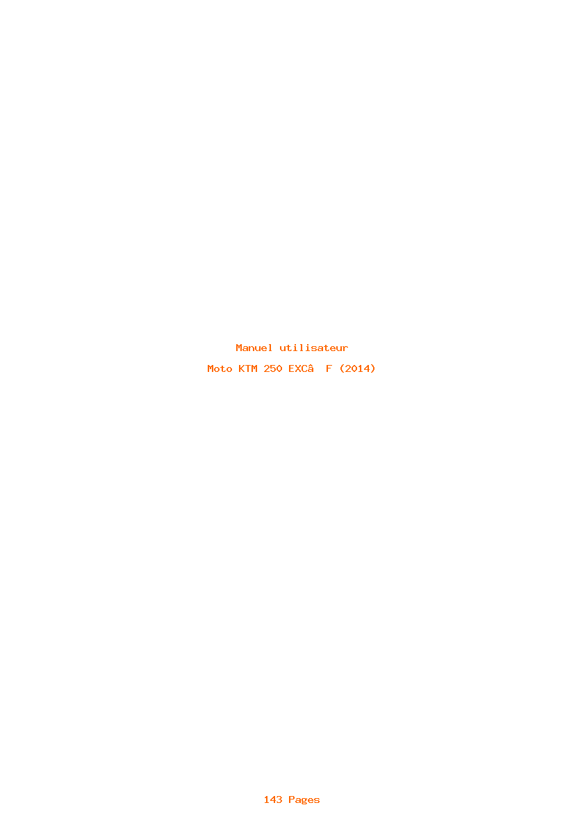 Page 1 de la notice Manuel utilisateur KTM 250 EXC‑F (2014)