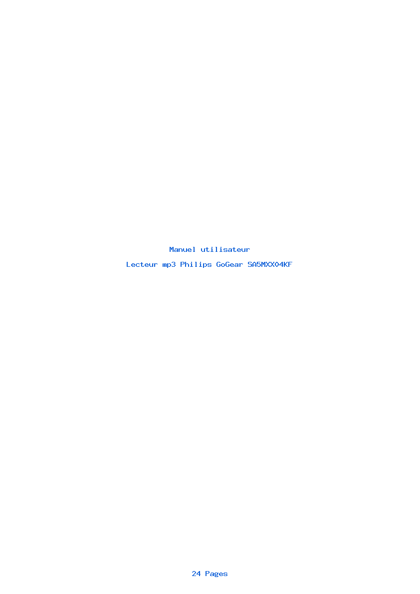 Page 1 de la notice Manuel utilisateur Philips GoGear SA5MXX04KF