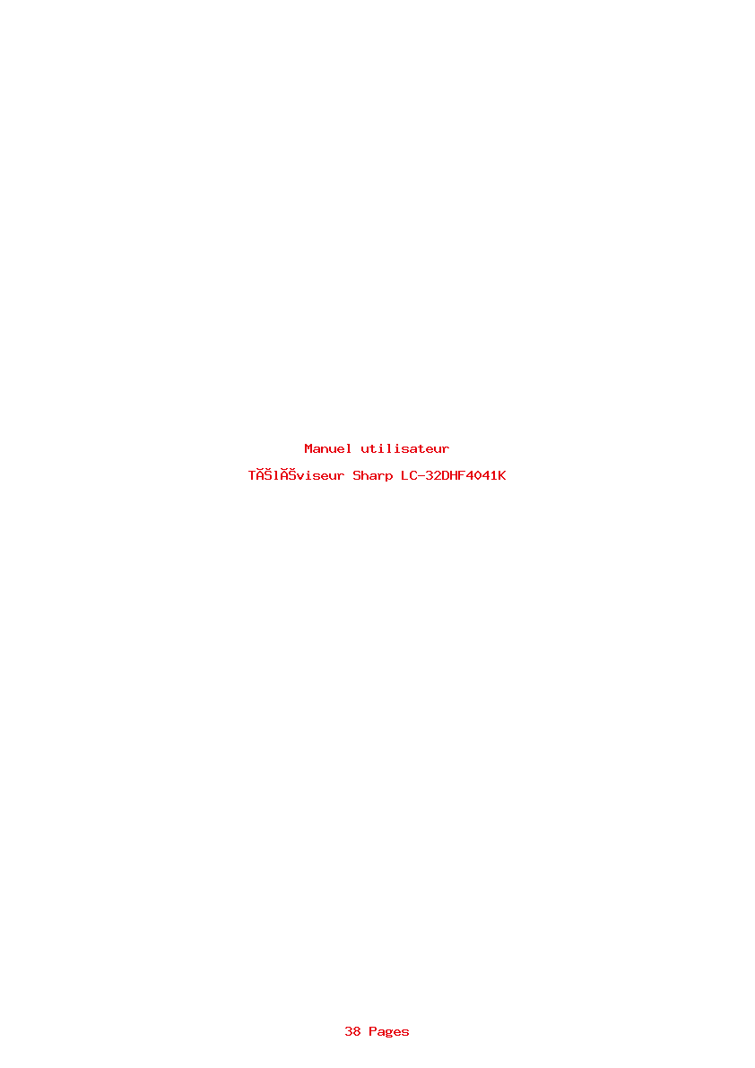 Page 1 de la notice Manuel utilisateur Sharp LC-32DHF4041K