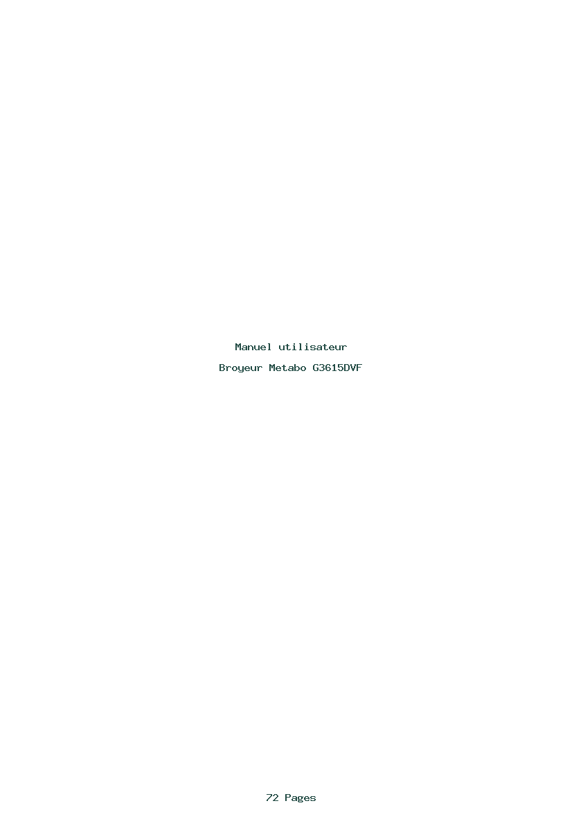 Page 1 de la notice Manuel utilisateur Metabo G3615DVF
