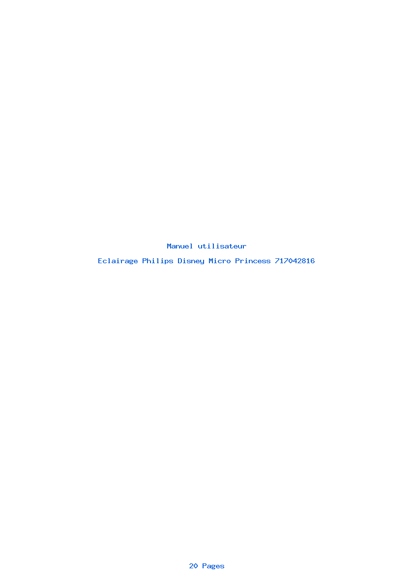 Page 1 de la notice Manuel utilisateur Philips Disney Micro Princess 717042816
