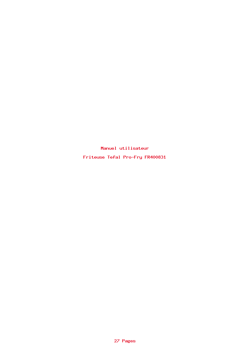 Page 1 de la notice Manuel utilisateur Tefal Pro-Fry FR400831