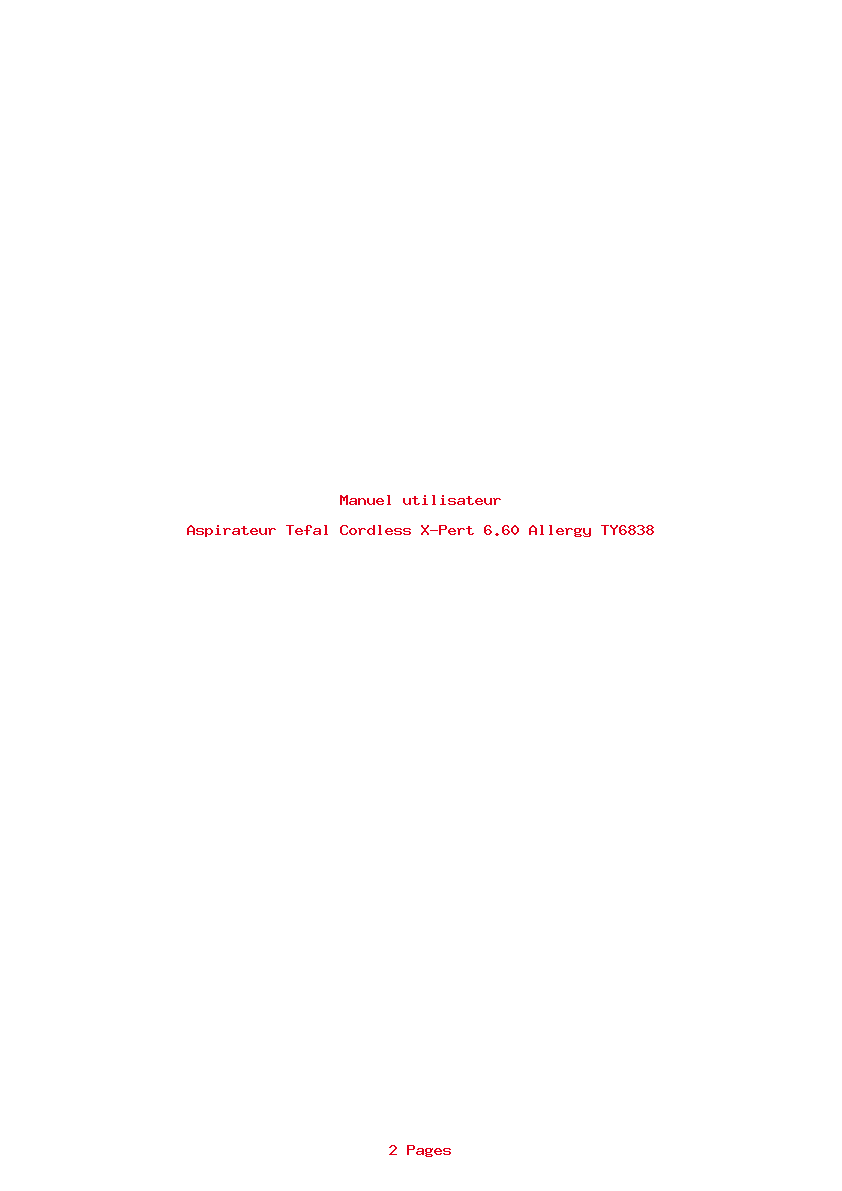 Page 1 de la notice Manuel utilisateur Tefal Cordless X-Pert 6.60 Allergy TY6838