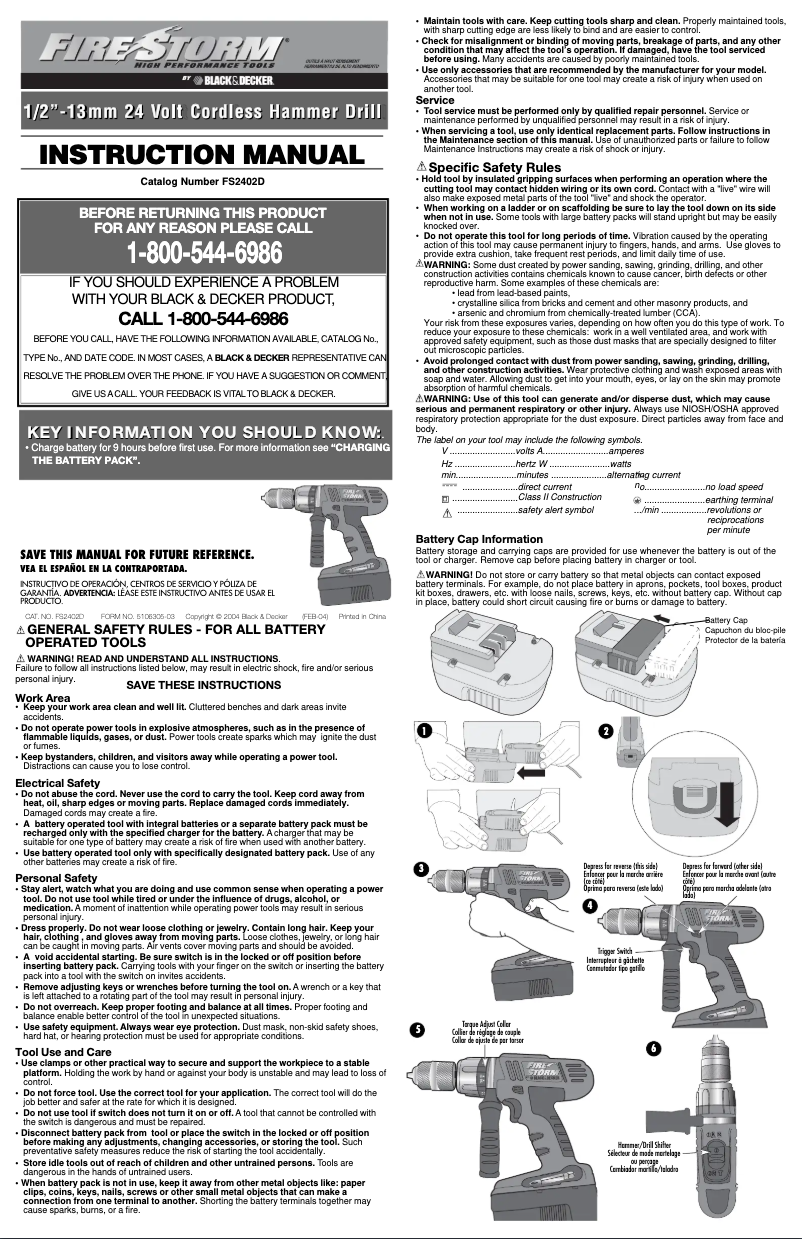 Page 1 de la notice Manuel utilisateur Black & Decker FS2402D