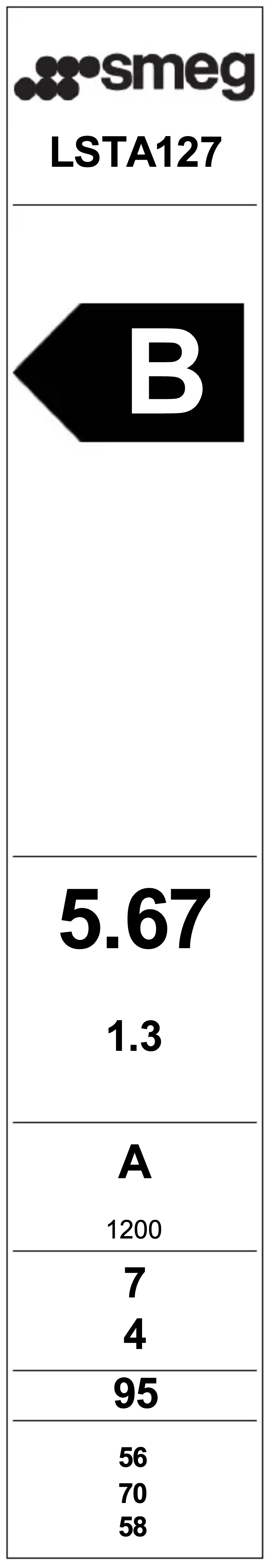 Page 1 de la notice Label énergétique Smeg LSTA127